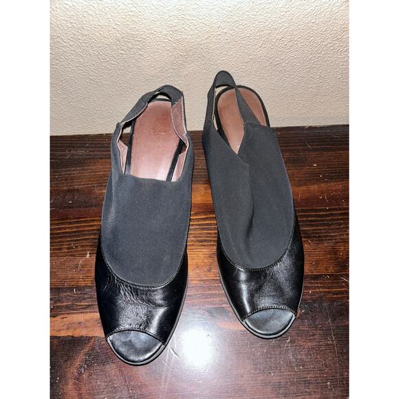 Donald J Pliner Mynne Black Leather Slingback Wedge Sandals Womens 8.5 Preppy - Picture 8 of 11